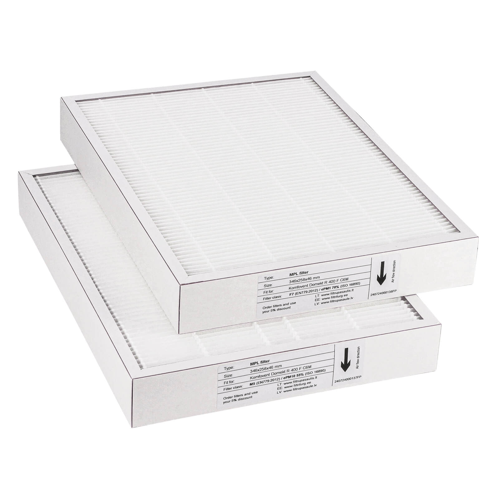 "Komfovent Domekt R 400 F C6M" filtrų rinkinys M5+F7 (firminis)