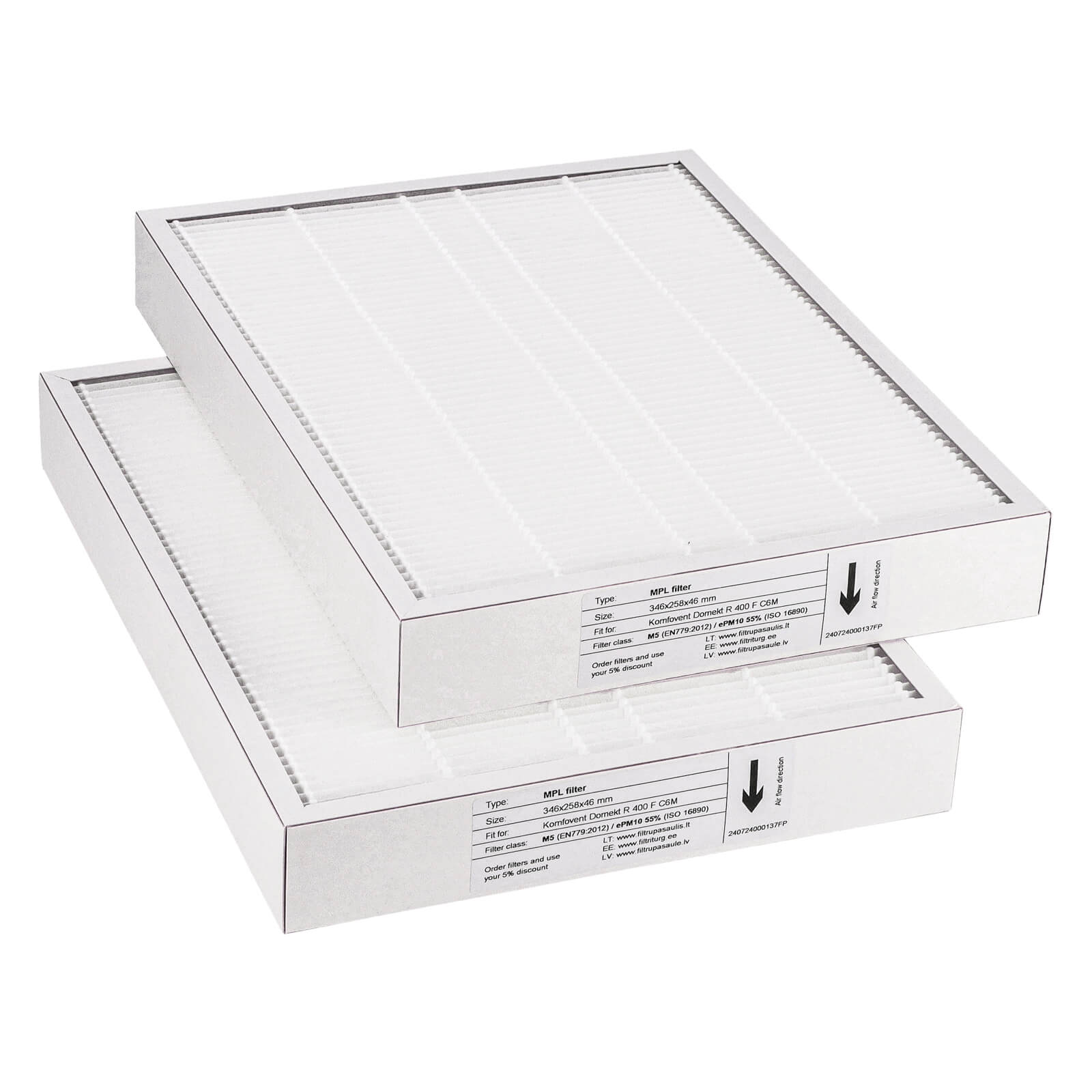 "Komfovent Domekt R 400 F C6M" filtrų rinkinys M5+M5 (firminis)