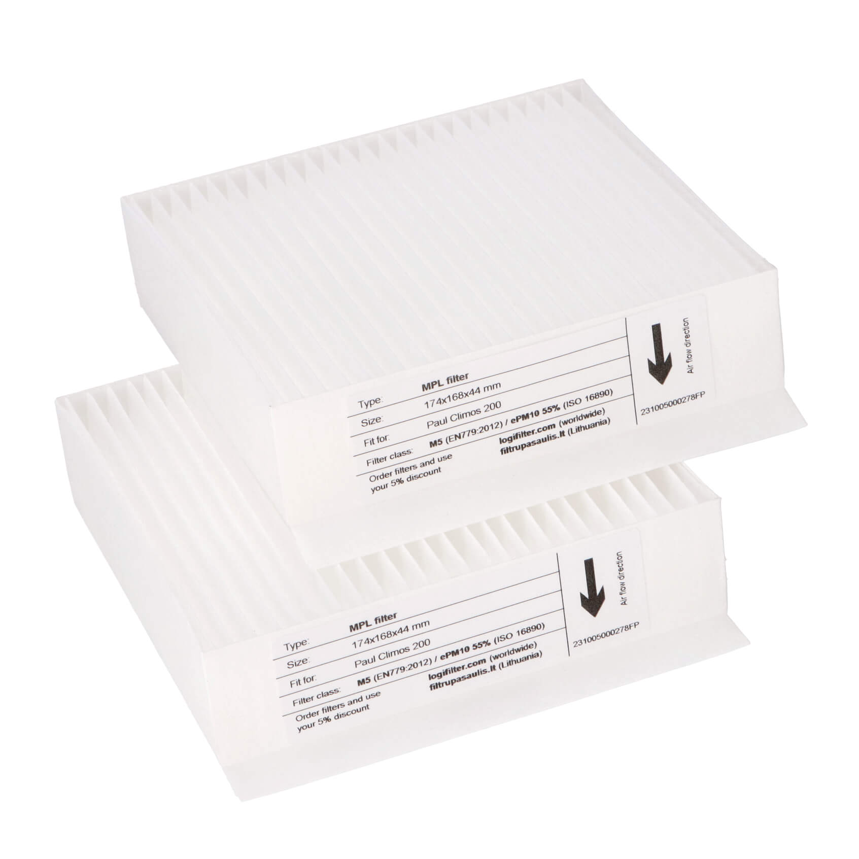 Paul Climos (F) 200 filtrų rinkinys M5+M5 (firminis) 174x168x45